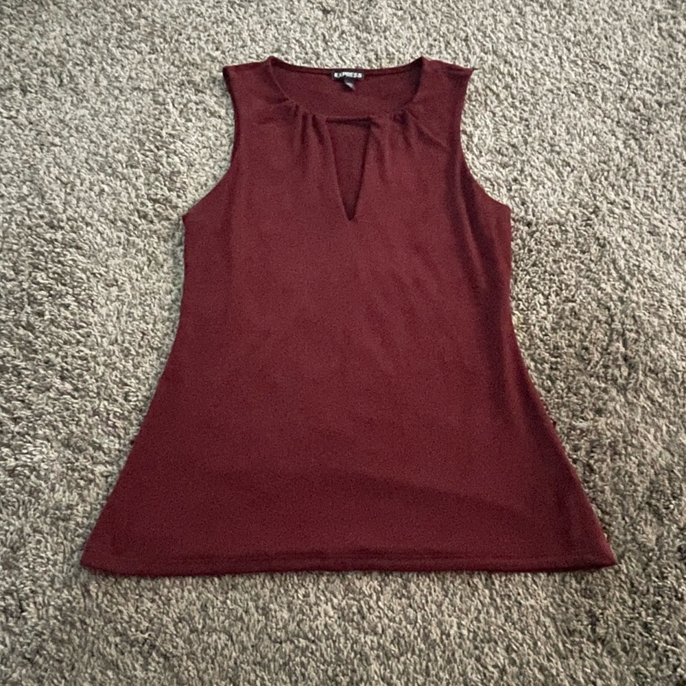 Express V Neck Shirt - Burgundy/Maroon Color - Size S